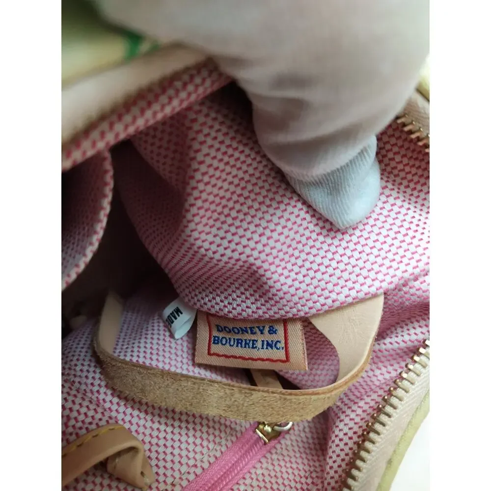 Dooney & Bourke Canvas Green Polka Dot Zipper Closure Hobo Shoulder Bag